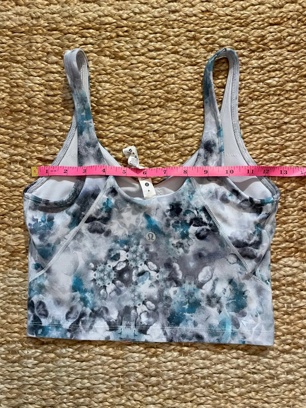 lululemon Abstract Floral Scoop Neck Crop Tank Top US 4 Align Yoga Athleisure